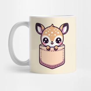 Kawaii Baby Deer in Pocket Cute Peeking Deer Mug